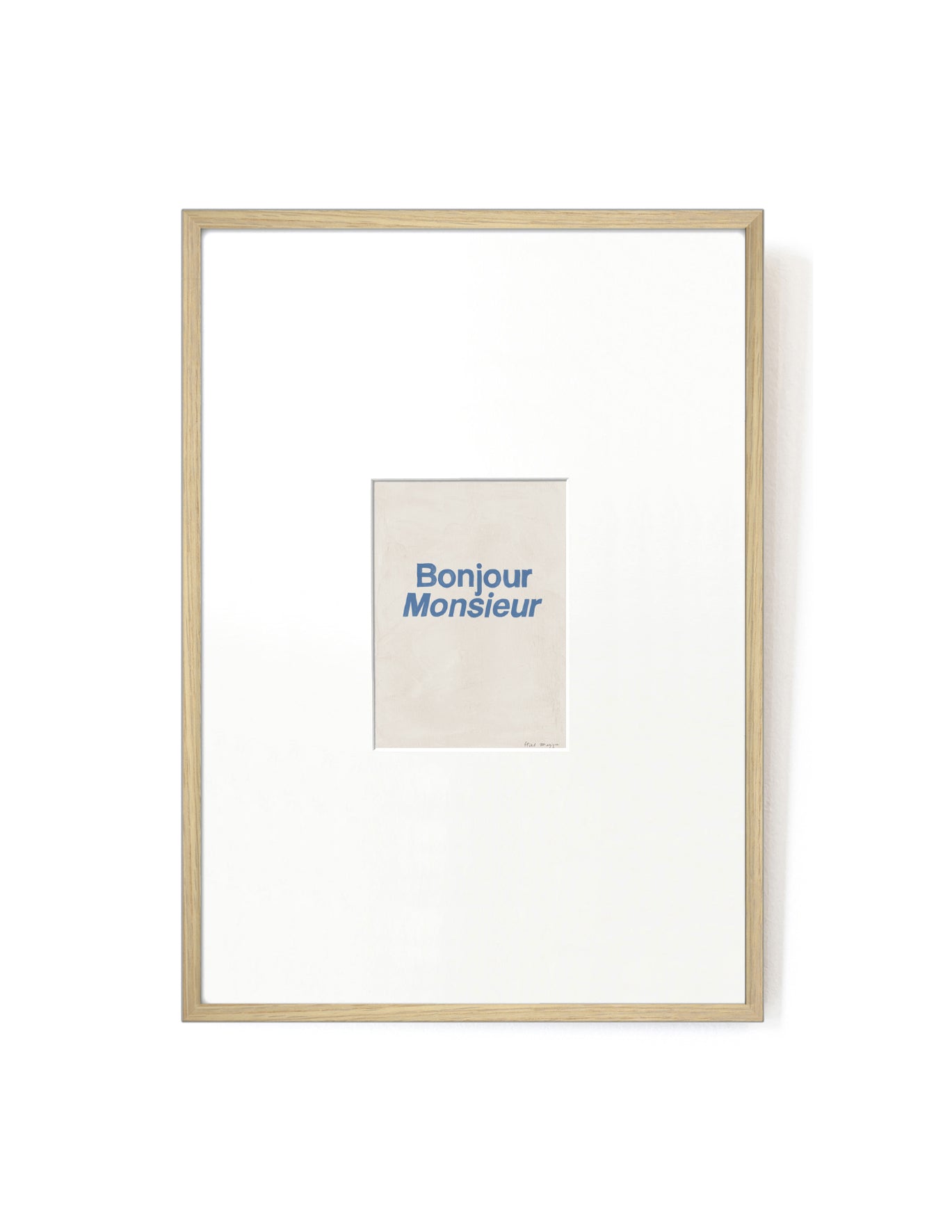 Bonjour Monsieur card artwork framed