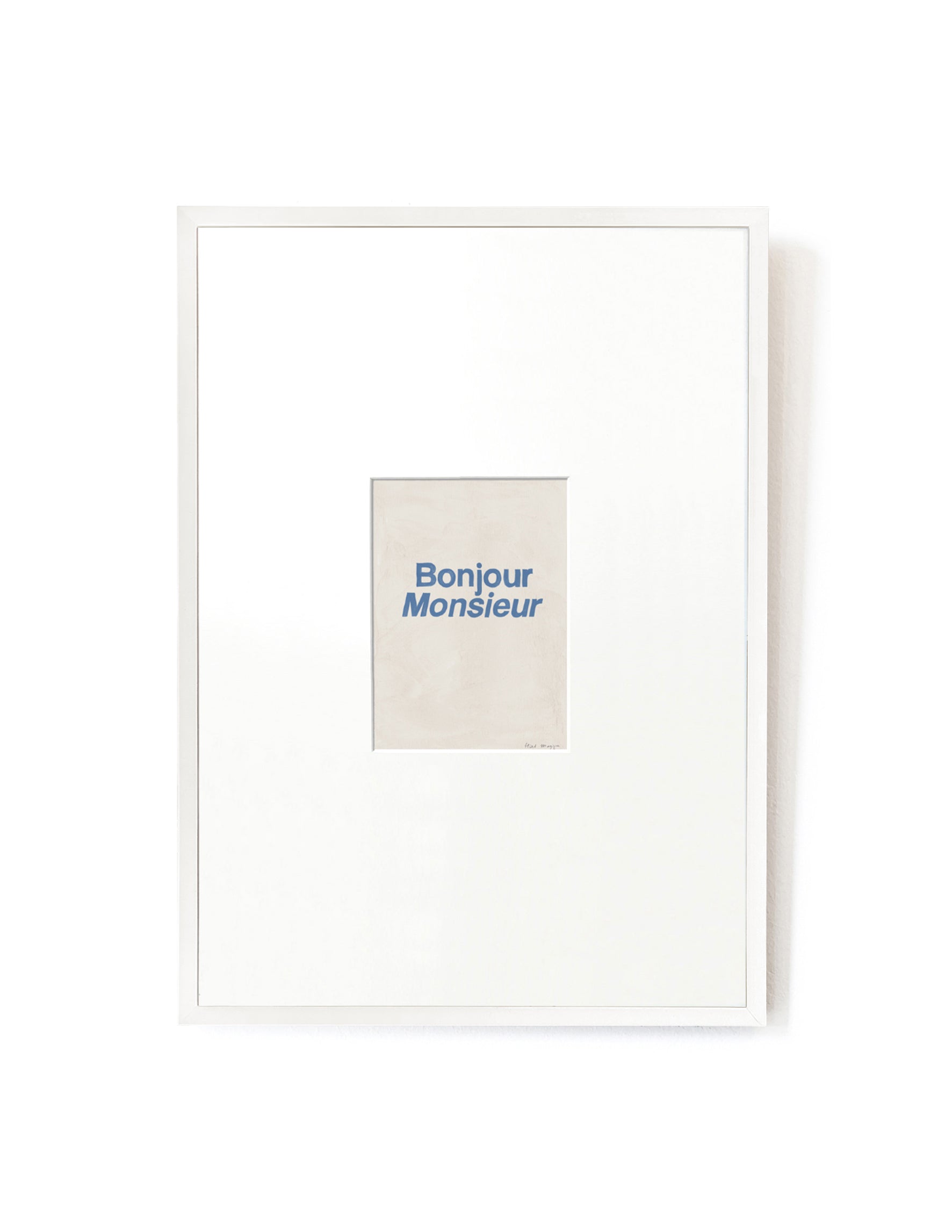 Bonjour Monsieur card artwork framed