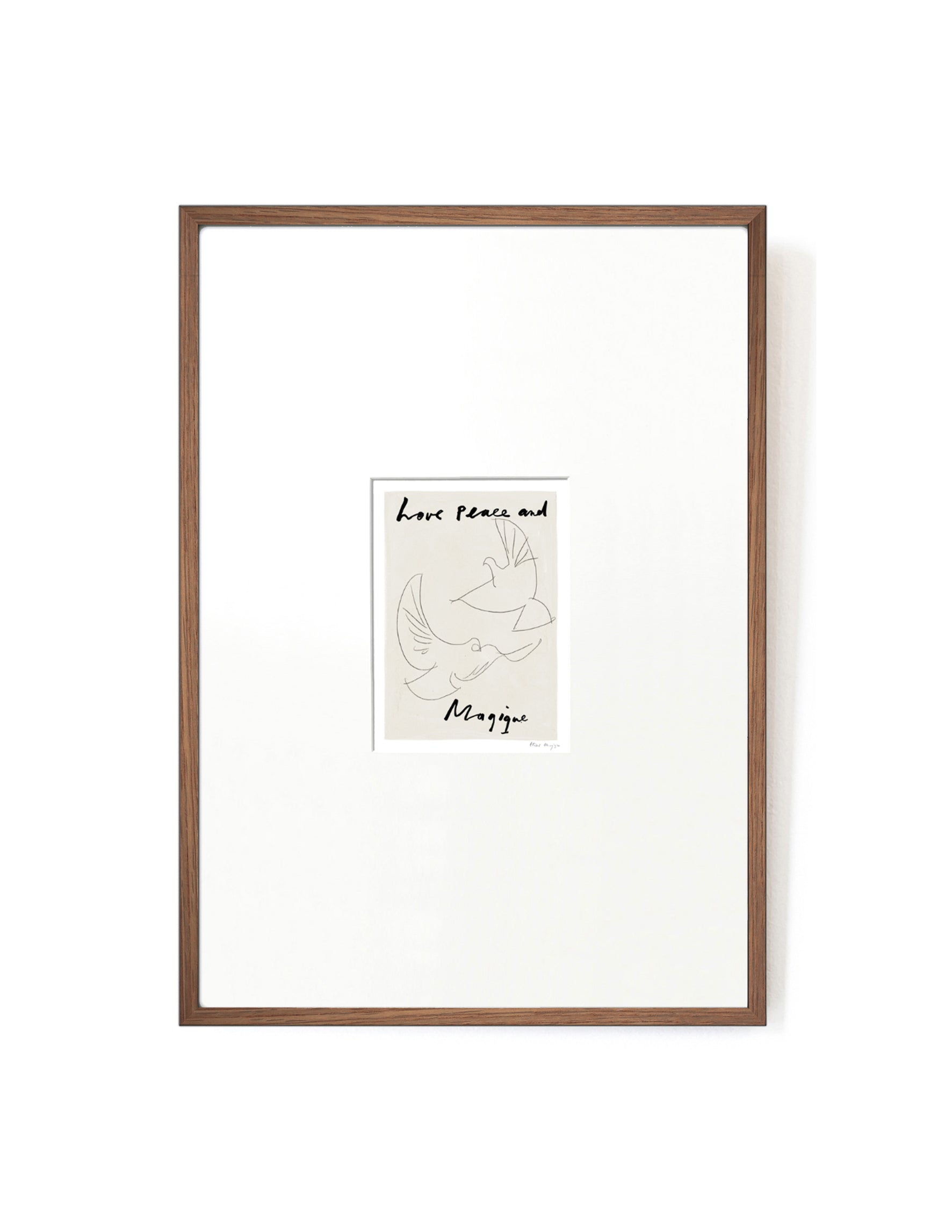 Love Peace and Magique card artwork framed